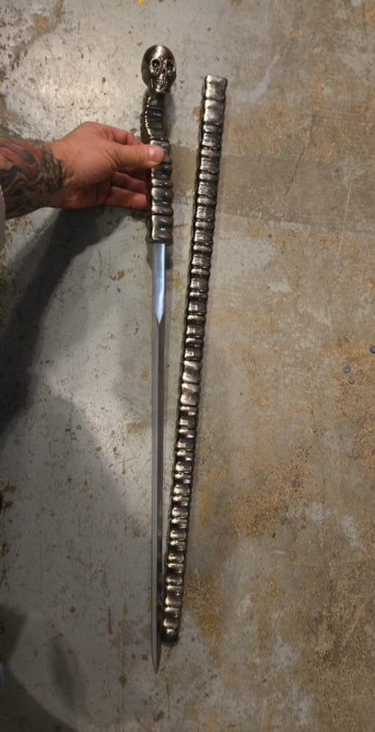 Canne épée vintage squelette en métal