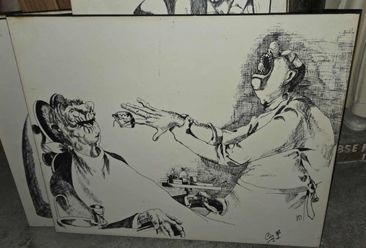 Illustration imprimée et laminée "Piège à dentiste" de l'illustrateur Claude Serre