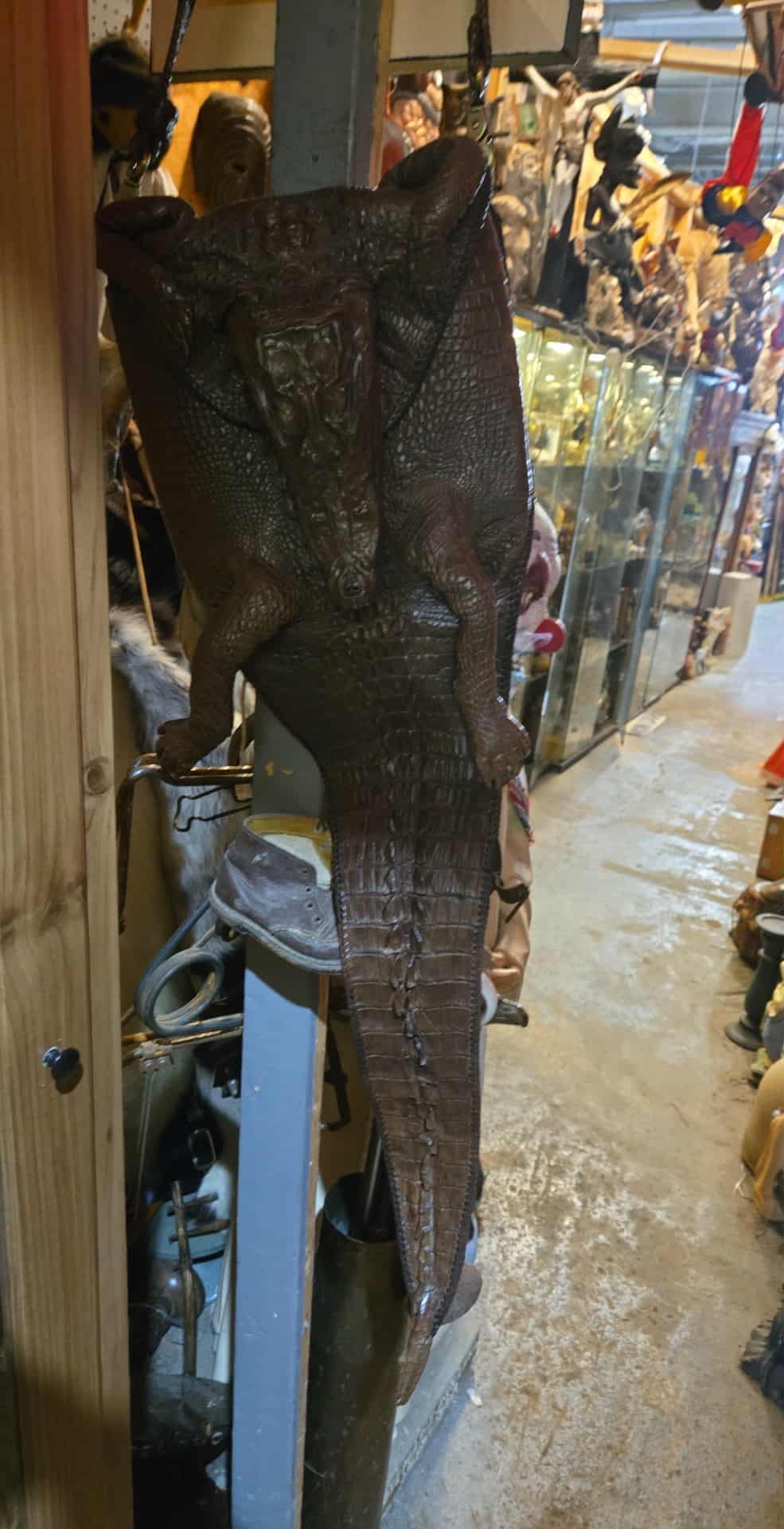 Grand sac vintage en peau complète de crocodile