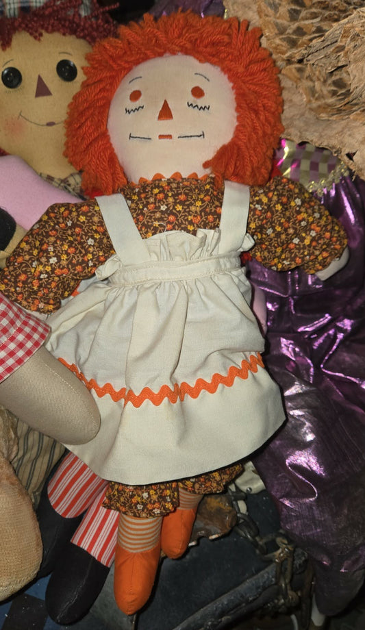 Poupée Raggedy Ann orange vintage