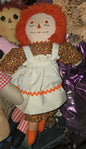 Poupée Raggedy Ann orange vintage