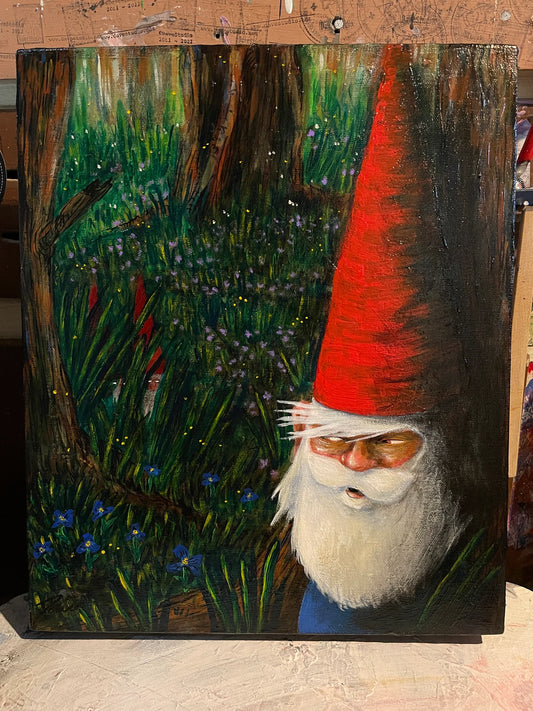 Peinture originale "Gnomes en forêt" par David Therrien